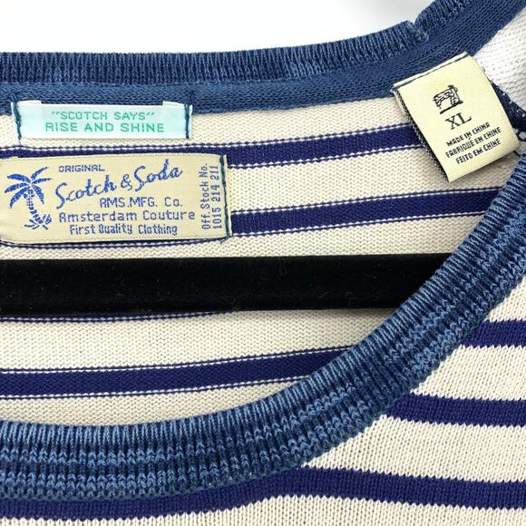 Scotch & Soda Contrast Sleeve Floral Stripe Mens XL Faded Ombre Crew Sweatshirt - Picture 5 of 7